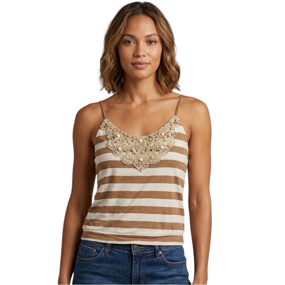 Express Y2K Vintage Embellished Striped Cami - Size Small